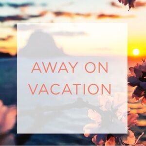 Graphic 'Away on Vacation' Sign in Coral Text